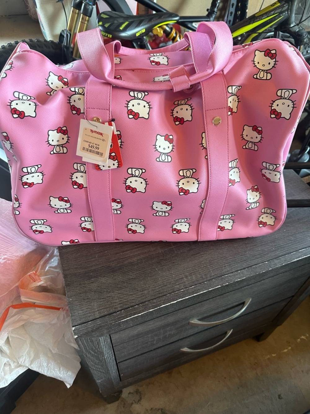 Hello Kitty Pink Patterned Tote Bag with Character Print